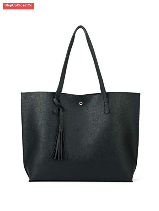 Handbags - Faux Leather Top Handle Satchel Tote for Women